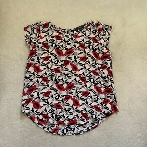 Poppy flower silk blouse